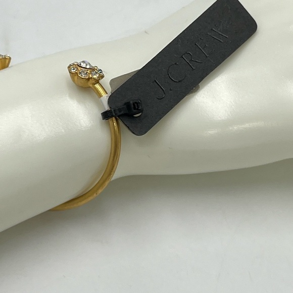 J. Crew Sparkly Rhinestone Gold Tone Flower Cuff Bracelet New - Picture 7 of 11